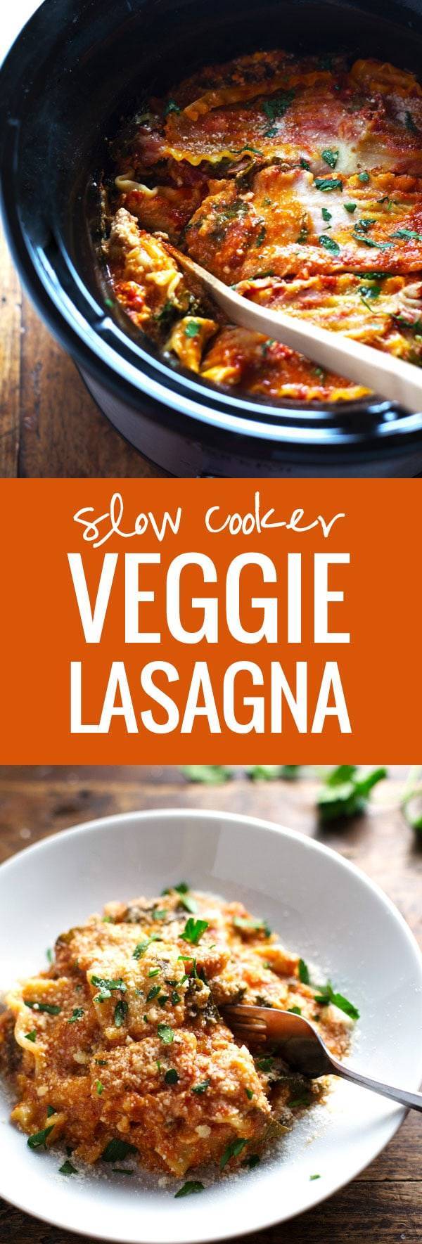 Super Easy Skinny Veggie Crockpot Lasagna - a handful of simple ingredients for a healthy family dinner. | https://weekly2.info